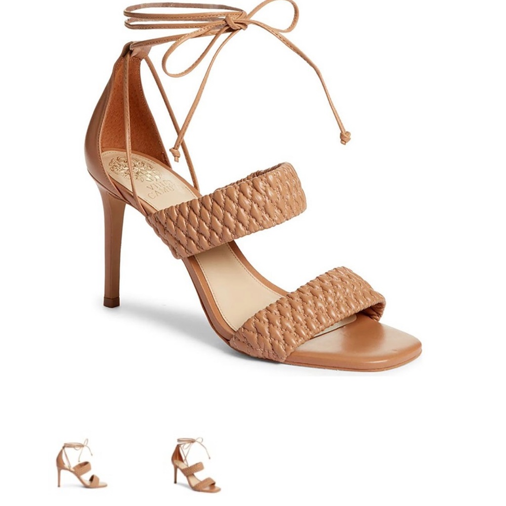 Vince Camuto Antilique Natural Tan Leather Stiletto Sandals